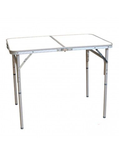 Mesa plegable de aluminio con altura ajustable 90 x 60 x 39/70 cm, mesa portátil multiusos, camping, jardín, picnic, playa, colo