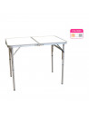 Mesa plegable de aluminio con altura ajustable 90 x 60 x 39/70 cm, mesa portátil multiusos, camping, jardín, picnic, playa, colo