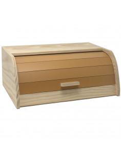 Panera de madera con tapa persiana 15 x 34.7 x 25.3 cm. Contenedor para pan de madera natural, recipiente con tapa deslizante pa
