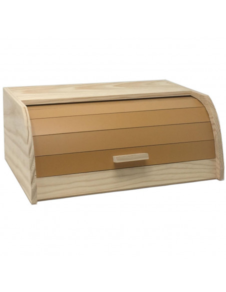 Panera de madera con tapa persiana 15 x 34.7 x 25.3 cm. Contenedor para pan de madera natural, recipiente con tapa deslizante pa