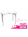Mesa plegable de aluminio con altura ajustable 90 x 60 x 39/70 cm, mesa portátil multiusos, camping, jardín, picnic, playa, colo
