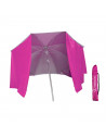 Sombrilla de nylon con paraviento 180 cm, parasol aluminio playa con bolsa, mástil diámetro 22-25 mm, varillas fibra de vidrio,