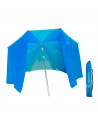 Sombrilla de nylon con paraviento 200 cm, parasol aluminio playa con bolsa, mástil diámetro 22-25 mm, varillas fibra de vidrio,