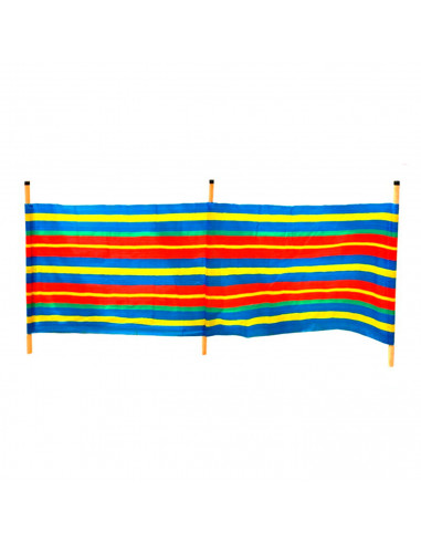Paravientos 3 palos para playa 200 x 115 cm, protector de viento, 2 paneles polyetileno, postes de madera, acampada, camping, ja