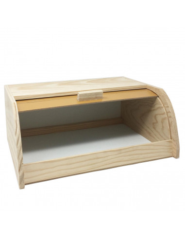 Panera de madera con tapa persiana 15 x 34.7 x 25.3 cm. Contenedor para pan de madera natural, recipiente con tapa deslizante pa