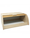 Panera de madera con tapa persiana 15 x 34.7 x 25.3 cm. Contenedor para pan de madera natural, recipiente con tapa deslizante pa