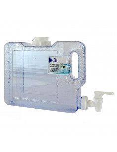 Tradineur - Dispensador de bebidas de plástico 3 litros con grifo para frigorífico, 22 x 7 x 33,5 cm, botella dispensadora agua,
