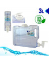 Tradineur - Dispensador de bebidas de plástico 3 litros con grifo para frigorífico, 22 x 7 x 33,5 cm, botella dispensadora agua,