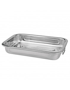 LifeStyle - Bandeja de horno con asas abatibles, acero inoxidable, 36,3 x 26,1 x 5,5 cm, fuente, molde, recipiente rectangular,