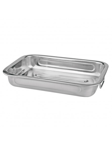 LifeStyle - Bandeja de horno con asas abatibles, acero inoxidable, 36,3 x 26,1 x 5,5 cm, fuente, molde, recipiente rectangular,