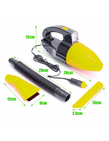 Aspirador de coche 50-60 W, aspirador de mano portátil, filtro integrado, DC12V, toma mechero, cable 1,8 m, limpieza de vehículo