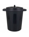 Cubo de basura de plástico negro con asas 100 litros, 68,2 x 63,8 x 53,4 cm, contenedor de residuos, papelera con tapa, recipien