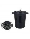 Cubo de basura de plástico negro con asas 100 litros, 68,2 x 63,8 x 53,4 cm, contenedor de residuos, papelera con tapa, recipien