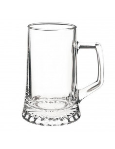 Tradineur - Set de 6 jarras de cerveza de vidrio 51 cl, modelo Stern, vasos base gruesa y asa 14,9 x 9,8 cm, vidrio pesado y res