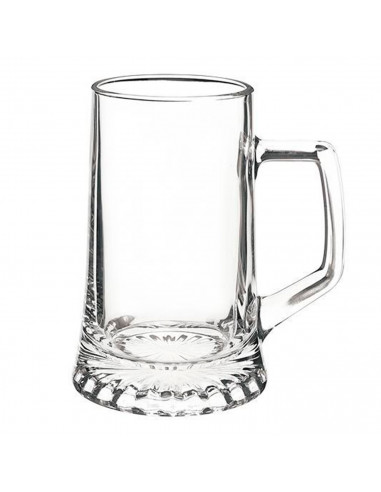 Tradineur - Set de 6 jarras de cerveza de vidrio 51 cl, modelo Stern, vasos base gruesa y asa 14,9 x 9,8 cm, vidrio pesado y res