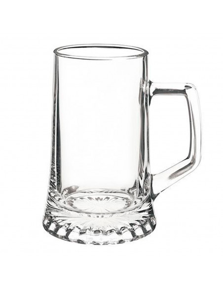 Tradineur - Set de 6 jarras de cerveza de vidrio 51 cl, modelo Stern, vasos base gruesa y asa 14,9 x 9,8 cm, vidrio pesado y res
