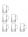 Tradineur - Set de 6 jarras de cerveza de vidrio 51 cl, modelo Stern, vasos base gruesa y asa 14,9 x 9,8 cm, vidrio pesado y res