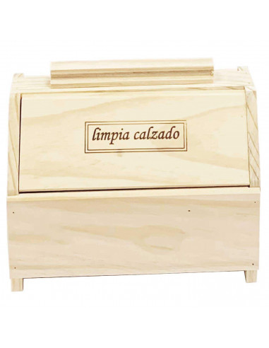 Caja de madera limpia calzado 20.7 x 24.5 x 14.9 cm, recipiente madera para utensilios de limpiar zapatos con asa y tapas a los