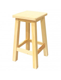 Tradineur - Taburete de madera cuadrado 49 x 29,5 x 29,5 cm, banqueta de madera con reposapiés para bar, restaurante, cocina, ho