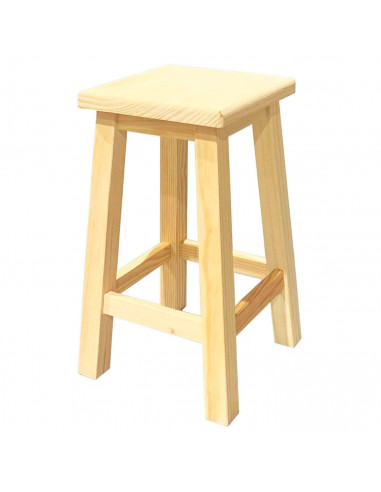 Tradineur - Taburete de madera cuadrado 49 x 29,5 x 29,5 cm, banqueta de madera con reposapiés para bar, restaurante, cocina, ho