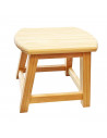 Tradineur - Taburete de madera maciza natural sin tratar 29,6 x 34,7 x 27 cm, banqueta rústica, asiento infantil, reposapiés