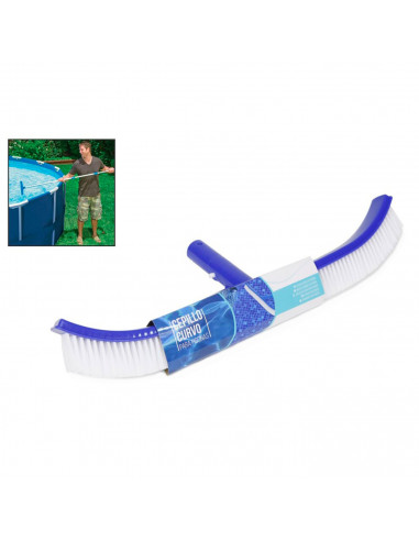Tradineur - Cepillo curvo para piscinas 43 x 3 cm, fijación clip, cabezal de cepillo limpiafondos y paredes de piscina, cerdas f