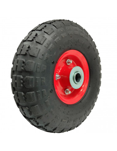 Tradineur - Rueda neumática hinchable para carretilla - Estructura de hierro - Dibujo para conocer el desgaste, eje de 19 mm - C