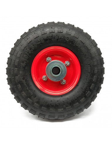 Tradineur - Rueda neumática hinchable para carretilla - Estructura de hierro - Dibujo para conocer el desgaste, eje de 19 mm - C