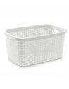 Plastic Forte - Cesta para la colada rattan de plástico con asas 26,5 x 53,5 x 36 cm, capacidad 35 litros, cesto organizador pre