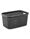 Plastic Forte - Cesta para la colada rattan de plástico con asas 26,5 x 53,5 x 36 cm, capacidad 35 litros, cesto organizador pre