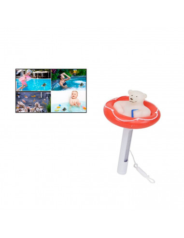 Tradineur - Termómetro flotante para piscina 20 x 11,5 cm, medidor temperatura con cuerda para spa, jacuzzi, acuario, estanque,