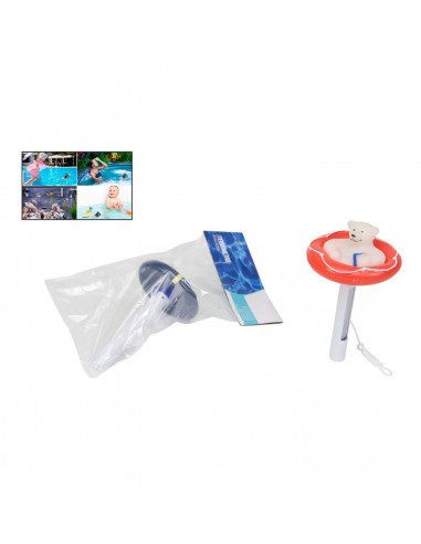 Tradineur - Termómetro flotante para piscina 20 x 11,5 cm, medidor temperatura con cuerda para spa, jacuzzi, acuario, estanque,