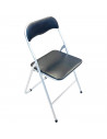 Tradineur - Silla plegable con asiento y respaldo acolchado negro 81 x 43,3 x 47 cm, asiento de 37,5 x 39 cm, estructura metal,