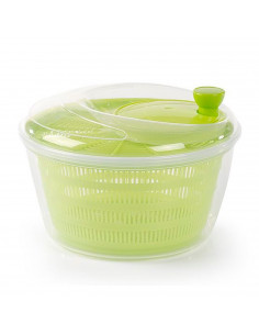 Tradineur - Centrifugadora de ensalada 4 litros, plástico, escurridor manual para lechuga y verduras, mecanismo de giro en la ta