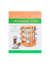 Set de 12 especieros con soporte de bambú 24 x 19 cm, organizador de especias madera 12 botes cristal y acero inoxidable, estant