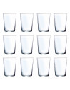Tradineur - Juego de 12 vasos de cristal de 520 ml, pack de vasos para agua, bebidas, ligeros, aptos para lavavajillas, 12,1 x 8