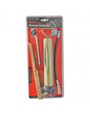Bomba de engrase, pistola engrasadora 4.500 P.S.I., pistola lubricante neumática con palanca 200 ml, acero inoxidable, manguera