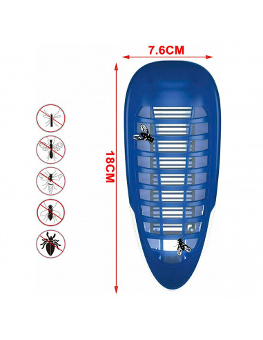 Lámpara antimosquitos eléctrica 4 W, 18 x 7,6 cm, luz atrapa mosquitos portátil con cepillo, trampa para matar insectos, moscas,