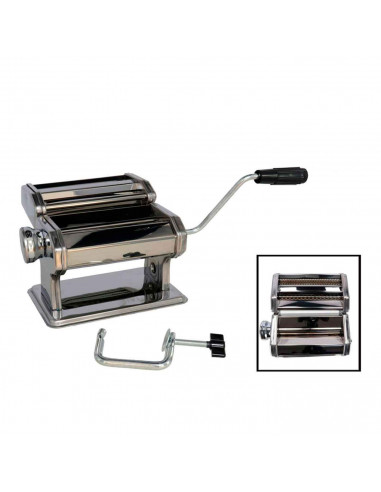 Cortapasta manual de acero inoxidable 19 x 19 x 12 cm, máquina para hacer pasta fresca con manivela, cortar espaguetis, macarron