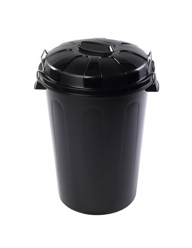 Tradineur - Cubo de basura con tapa y asas metálicas, contenedor de residuos de plástico, papelera, reciclaje, industrial, fabri