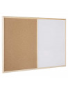 Tradineur - Pizzara combinada doble uso, tablero mixto blanco y corcho, 59 x 39,5 cm, marco de madera, rotulador borrado en seco