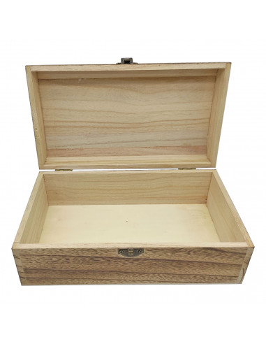 Conjunto de 3 cajas de madera, forma de baúl, 9,5 x 25 x 14 cm, juego cajas rectangulares decorativas, cierre metálico frontal,