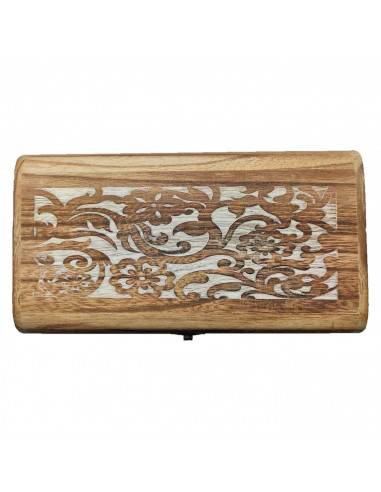 Conjunto de 3 cajas de madera, forma de baúl, 9,5 x 25 x 14 cm, juego cajas rectangulares decorativas, cierre metálico frontal,