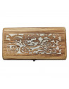 Conjunto de 3 cajas de madera, forma de baúl, 9,5 x 25 x 14 cm, juego cajas rectangulares decorativas, cierre metálico frontal,