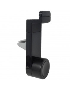Soporte de móvil para rejilla de coche, dispositivos de 3,6 a 6,3'', giro 360º, plástico rígido, sujección a la rejilla de ven