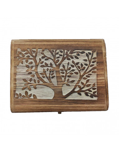 Conjunto 3 cajas de madera, forma de baúl, 9 x 19 x 15,5 cm, juego cajas rectangulares decorativas, cierre metálico frontal, alm