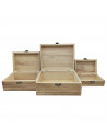 Conjunto 3 cajas rectangulares de madera 8 x 18 x 13,8 cm, juego cajas decorativas, cierre metálico frontal, almacenaje objetos
