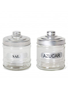 Set de salero y azucarero de cristal 280 ml, botes para sal y azúcar transparentes con tapa 10,5 x 8,5 cm, tarros, recipientes d