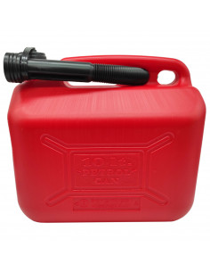 Tradineur - Bidón gasolina con tubo flexible 10 litros, tanque, garrafa combustible de plástico con cánula, trasvase de líquidos