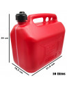 Tradineur - Bidón gasolina con tubo flexible 10 litros, tanque, garrafa combustible de plástico con cánula, trasvase de líquidos
